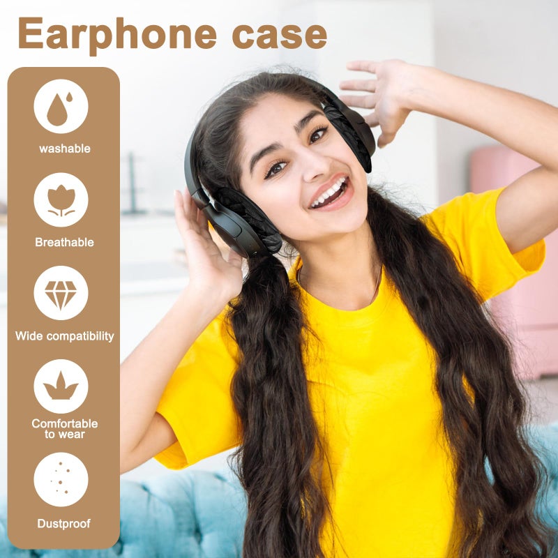 Tvoip 100Pcs Black Non-Woven Sanitary Headphone Ear Cover, Disposable Super Stretch Covers Washable, for Most On Ear Headphones Earpads (13 cm/ 5.12 Inch) - Image 2